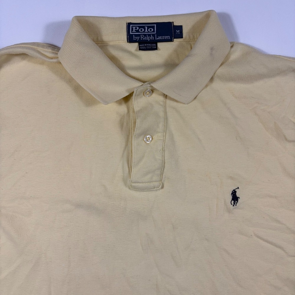 Polo Ralph Lauren Polo Shirt Mens Medium Short Sleeve Cotton Yellow